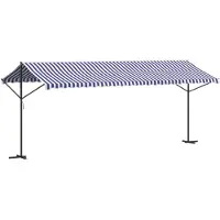 vidaXL Luifel vrijstaand 600x300 cm stof en staal blauw en wit