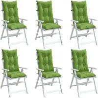 vidaXL Stoelkussens 6 st hoge rug 120x50x7 cm stof gemêleerd groen