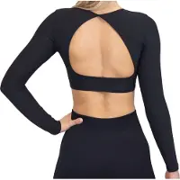 Fittastic Sportswear Longsleeve Backless Top Black