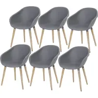 AVH-Collectie Set van 6 Swan dining kuipstoel grijs kunststof
