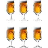 Excellent houseware Bierglazen op voet - 12x stuks - glas - 370 ml - speciaal bier - bierglas - Bierglazen