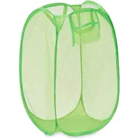 Kipit Wasmand flexibel/opvouwbaar - groen - kunststof - 33 x 33 x 58 cm - 60 liter - Wasmanden
