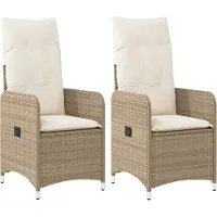 vidaXL Tuinstoel met kussens, 2 stuks. Verstelbaar, beige, polyrotan