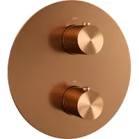 Brauer Edition 3-weg Inbouwthermostaat Rond Geborsteld Koper PVD - Kranen, Badkranen, Inbouw Badkranen - 8720724525109