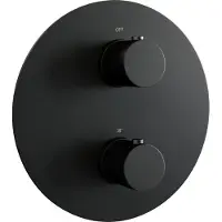 Brauer Black Edition 3-weg inbouwthermostaat rond met in- en afbouwdelen mat zwart