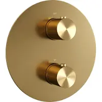 Brauer Gold Edition 3-weg inbouwthermostaat rond met in- en afbouwdelen goud geborsteld PVD