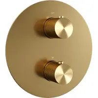 Brauer Gold Carving 3-weg inbouwthermostaat rond met in- en afbouwdelen goud geborsteld PVD