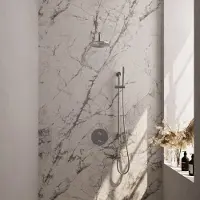Brauer Edition Inbouw Regendoucheset 3-weg Rond - 20cm Hoofddouche - Gebogen Wandarm - Staafhanddouche - Glijstang - Geborsteld RVS PVD - Messing - Kranen, Douchekranen, Douchesets, Inbouw douchesets