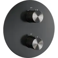Brauer Gunmetal Carving 3-weg inbouwthermostaat rond met in- en afbouwdelen gunmetal geborsteld PVD