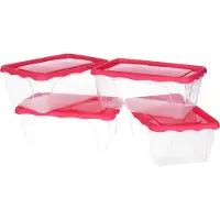 Hega hogar Vershoudbakjes - set 8x stuks - 1 liter - transparant/roze - L18 x B12 x H12 cm - Mealprep - Maaltijden bewaren