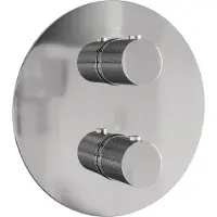 Brauer Chrome Carving 3-weg inbouwthermostaat rond met in- en afbouwdelen chroom