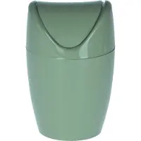 Excellent houseware Mini prullenbakje - olijfgroen - kunststof - met klepdeksel - keuken aanrecht/tafel model - 1,5 Liter - 12 x 17 cm