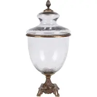 Baroque - Vaas - Glazen vaas met deksel alu Ø24 cm - 51x24x24 - Aluminium+glass