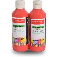 Discountershop Plakkaatverf Set 250ml | Rood 2 Stuks | Extra Dekkend & Uitwasbaar | Geschikt voor Kinderen & Volwassenen | 5cm Breed 16cm Hoog | Ideaal voor Papier en Hout, Veilig & Niet-Giftig
