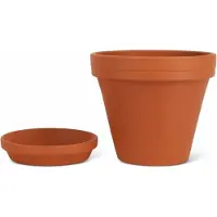 Spang Terracotta Bloempot met Schotel - Oranje - Ø14 cm - Plantenpot Terracotta - Bloempot Buiten
