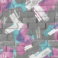 Dutch Wallcoverings - Pop- baksteen/verf grijs/roze/blw - M466-09