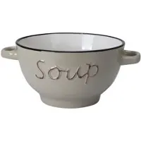 Excellent houseware soepkom gres - bruin - porselein - D14 cm - serveer/snackschaaltje