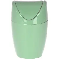 Excellent houseware Mini prullenbakje - groen - kunststof - met klepdeksel - keuken aanrecht/tafel model - 1,5 Liter - 12 x 17 cm