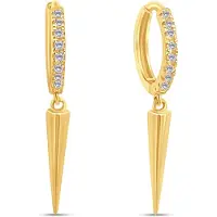 New Bling 9NBSAM-G230321 Gouden Oorbellen met Hangertje - Oorringen - 11mm Doorsnee - 12,5mm Pegel - Zirkonia - 14 Karaat - Goud