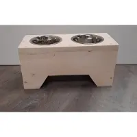 KSM Houten honden voerbak en drinkbak “Steve” - nieuw steigerhout - voor de hond