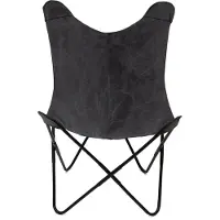 Homla Fauteuil | BUTTERFLY | met metalen frame - zwarte stof | 70x80x102 cm | ALL 807072