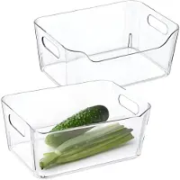 Excellent houseware Koelkast organizer mand - transparant - kunststof - 2x2x11 cm - groente - Keukenkastorganizer