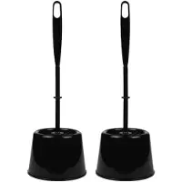 Benson Wc Borstel - 2x - met houder - zwart - kunststof - toiletborstel - Toiletborstels