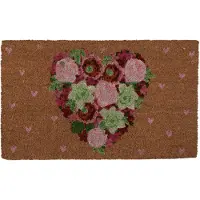 Clayre & Eef Deurmat 75x45 cm Bruin Kokosvezel PVC Bloemen Kokosmat Bruin Kokosmat