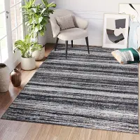 Tapiso Ritz Vloerkleed Grijs Katoen Antislip Woonkamer Lijnen Tapijt Maat- 80x150