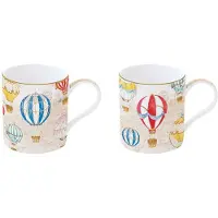 Easy life -SET VAN TWEE MOKKEN MET OOR - LUCHTBALLON PRINT - 350 ML