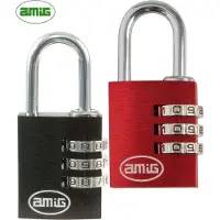 AMIG Hangslot 25 x 55mm – 3-cijferig Cijferslot – Kofferslot – Zwart en Rood – 2 stuks