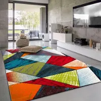 Paco Home Vloerkleed Woonkamer Laagpolig Modern Patroon Geometrisch 3D 80x150 cm