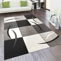 Paco Home Vloerkleed Woonkamer In Versch. Kleuren En Afmetingen Ruitpatroon Strepen 3D-Design Korte Pool 80x300 cm