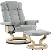 Mara Luxe Relaxstoel - 360 Graden Draaibaar - Ligfunctie - Met Kruk - Lichtgrijs - 75 x 77 x 103 cm