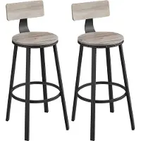 OEM Barkruk Set van 2 - Barkrukken - Keukenstoelen - Stabiel Metalen Frame - Industrieel - Vintage - Grijs/Zwart