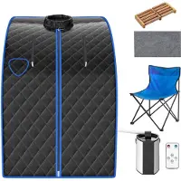 Trendmix Draagbare Stoomsauna met kruidenkistje 3L - Opvouwbare Persoonlijke Therapeutische Sauna - Met Verstuiving Functie - Inclusief stoel en voetmassageroller - 78 x 87 x 101 cm