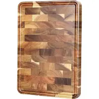 HEZHEN Snijplank van Acaciahout met anti-slip voetjes en sapgeul | 35 cm x 25 cm x 2.6 cm | Zware kwalitatieve snijplank | Serveerplank | Borrelplank - Tapasplank