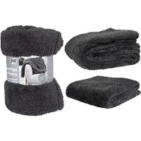 Fashion Zone Fleecedeken - Knuffelzacht Teddy Fleece deken - Antraciet - 150x200cm - 100% polyester Plaid - Premium collectie Noodpakket
