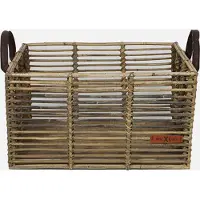 Wicked - Fietsmand met Leren Hengsels - Rotan -Bruin - 23L