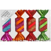 Merkloos Christmas goods Kersthangers - 4x - snoepjes - gekleurd - 10.5 cm - Kersthangers