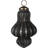 Clayre & Eef Kerstbal Overig Ø 7x12 cm Zwart Grijs Glas Kerstballen