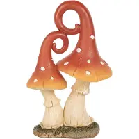 Clayre & Eef Decoratie Beeld Paddenstoel 17 cm Rood Beige Kunststof Rood