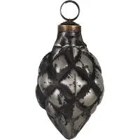 Clayre & Eef Kerstbal Overig Ø 6x11 cm Zwart Grijs Glas Kerstballen