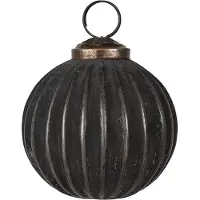 Clayre & Eef Kerstbal Overig Ø 7x7 cm Zwart Grijs Glas Kerstballen