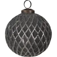 Clayre & Eef Kerstbal Overig Ø 10x10 cm Zwart Grijs Glas Kerstballen