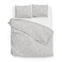 Zo! Home Dekbedovertrek Fiori-di-Satinado Ash-Grey Satijn-260 x 200 / 220 cm | Extra Breed
