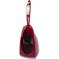 Merkloos Buemag Toiletborstel - met randreiniger en houder - rood - 41 cm - Toiletborstels