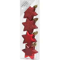 Merkloos Christmas goods Kersthangers - 8x - sterren - rood - 6 cm - Kersthangers