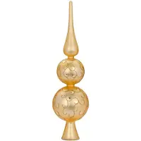 Merkloos Luxe glazen piek/kerstboom topper goud gedecoreerd 31 cm - kerstboompieken