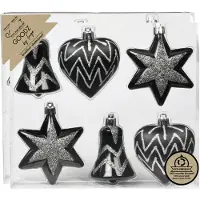 Merkloos Inge Christmas kerstornamenten figuurtjes - 12x stuks - zwart - 9 cm - Kersthangers